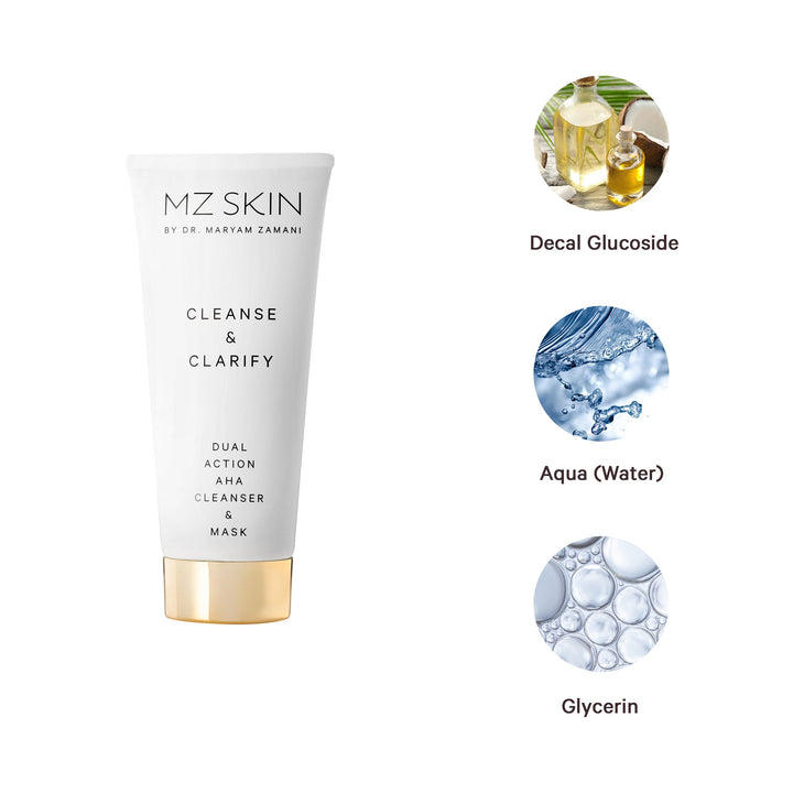 MZ SKIN CLEANSE & CLARIFY DUAL ACTION AHA Cleanser & Mask