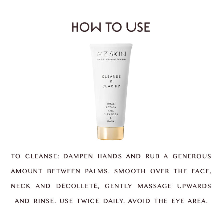 MZ SKIN CLEANSE & CLARIFY DUAL ACTION AHA Cleanser & Mask