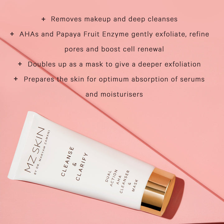 MZ SKIN CLEANSE & CLARIFY DUAL ACTION AHA Cleanser & Mask